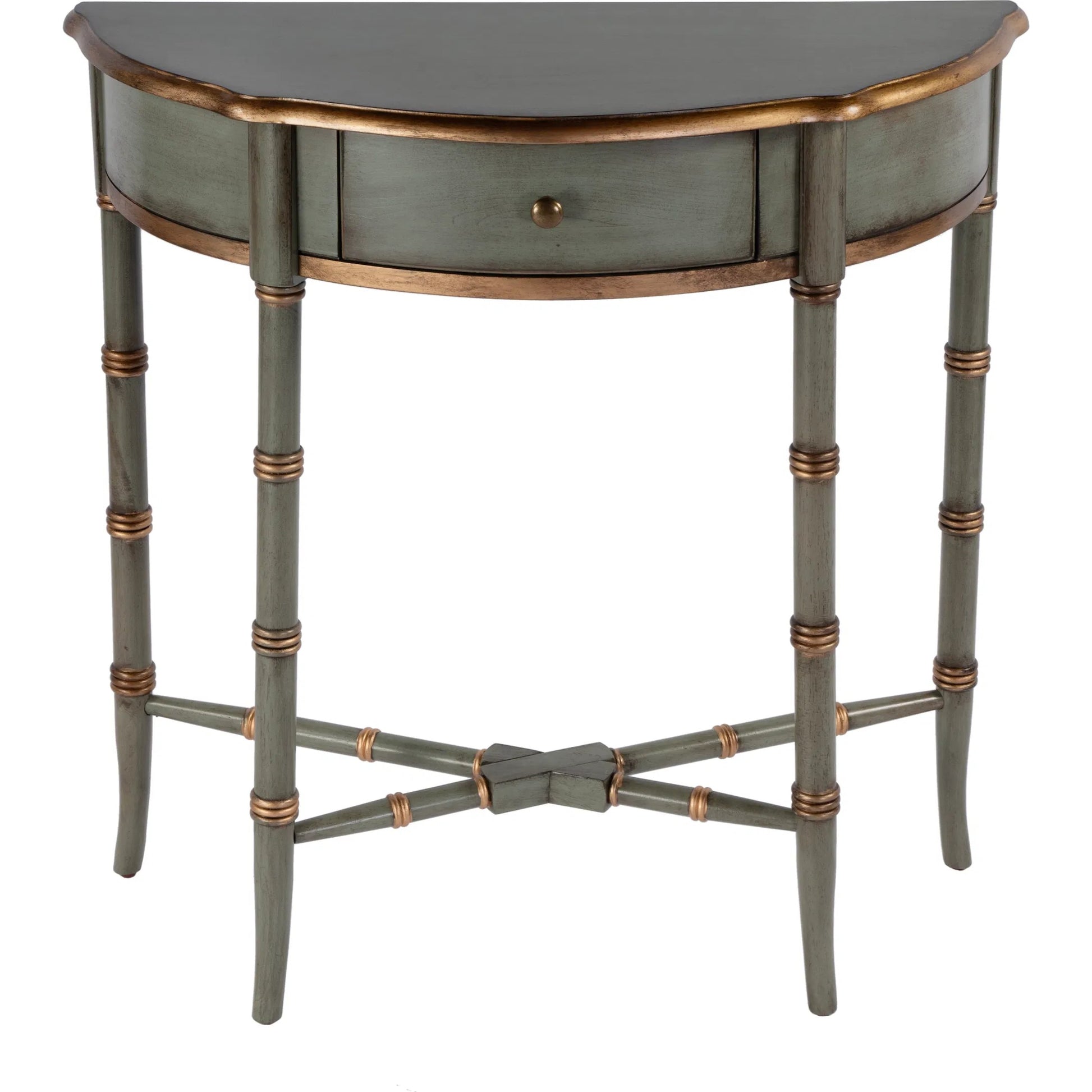 Skilling Demilune Console Table by Butler Specialty Company in olive ash. Made from unique in a traditional style.