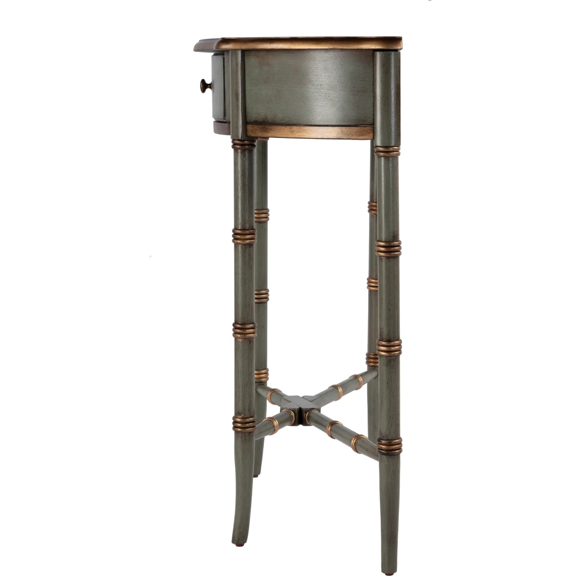 Skilling Demilune Console Table by Butler Specialty Company in olive ash. Made from unique in a traditional style.