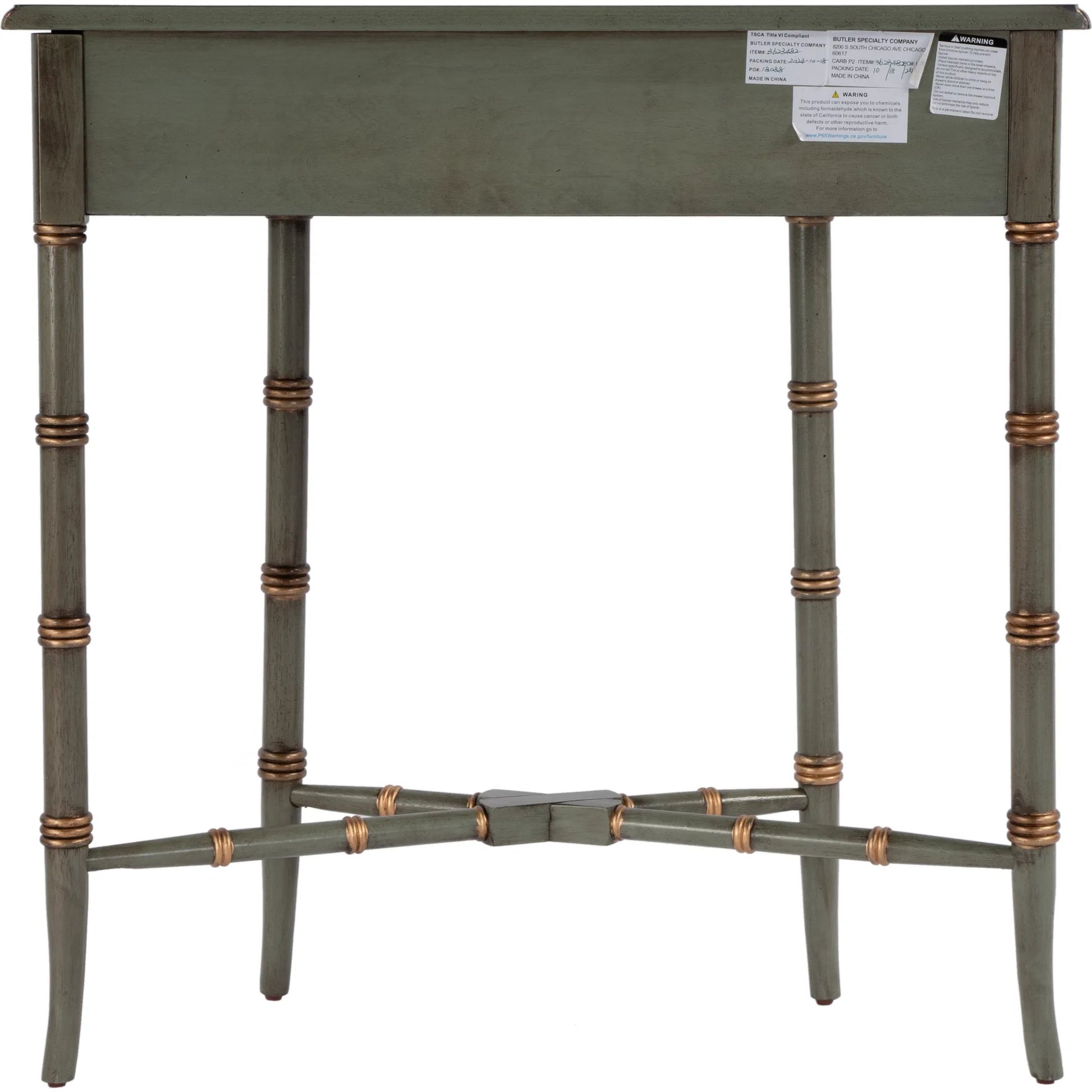 Skilling Demilune Console Table by Butler Specialty Company in olive ash. Made from unique in a traditional style.