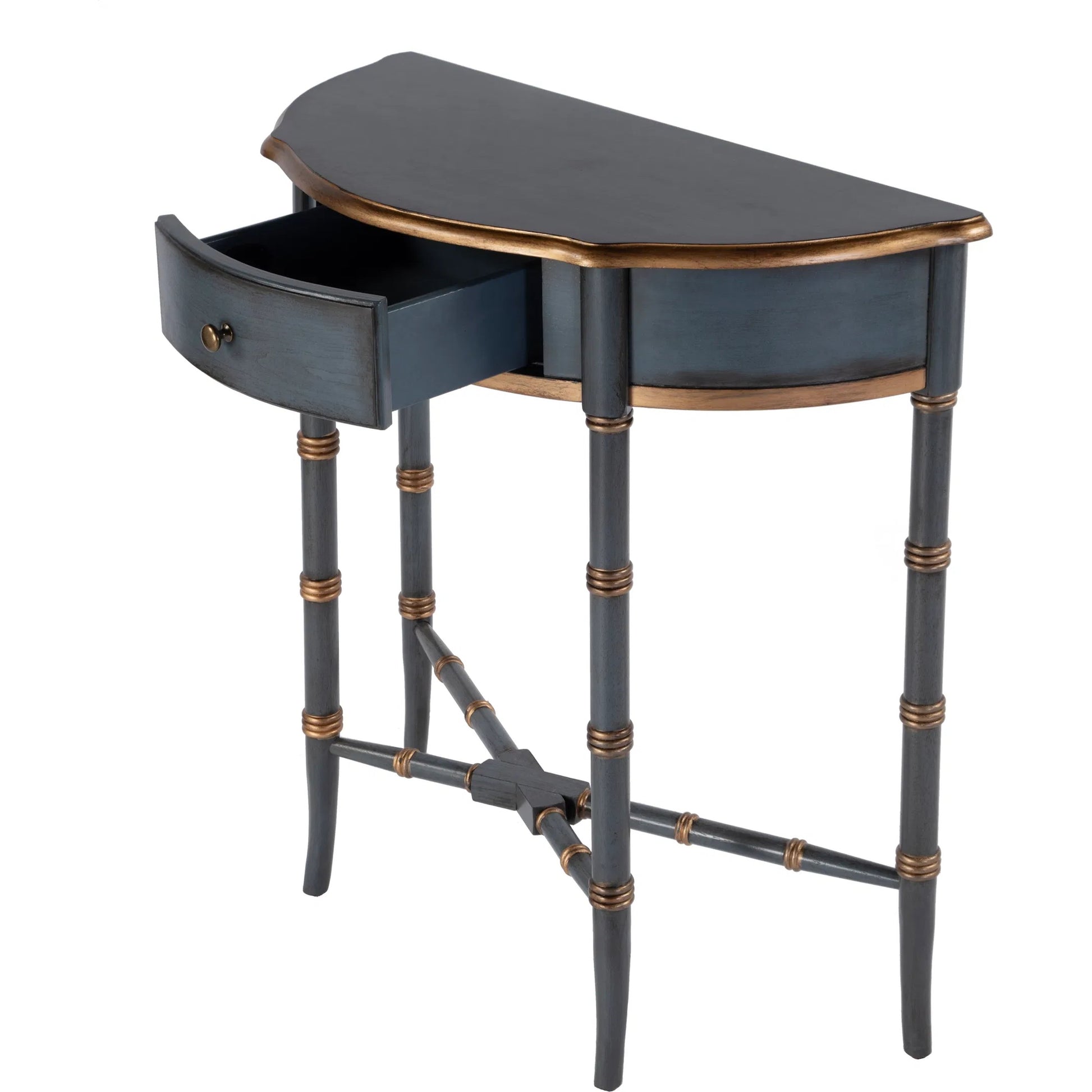 Skilling Demilune Console Table by Butler Specialty Company in olive ash. Made from unique in a traditional style.