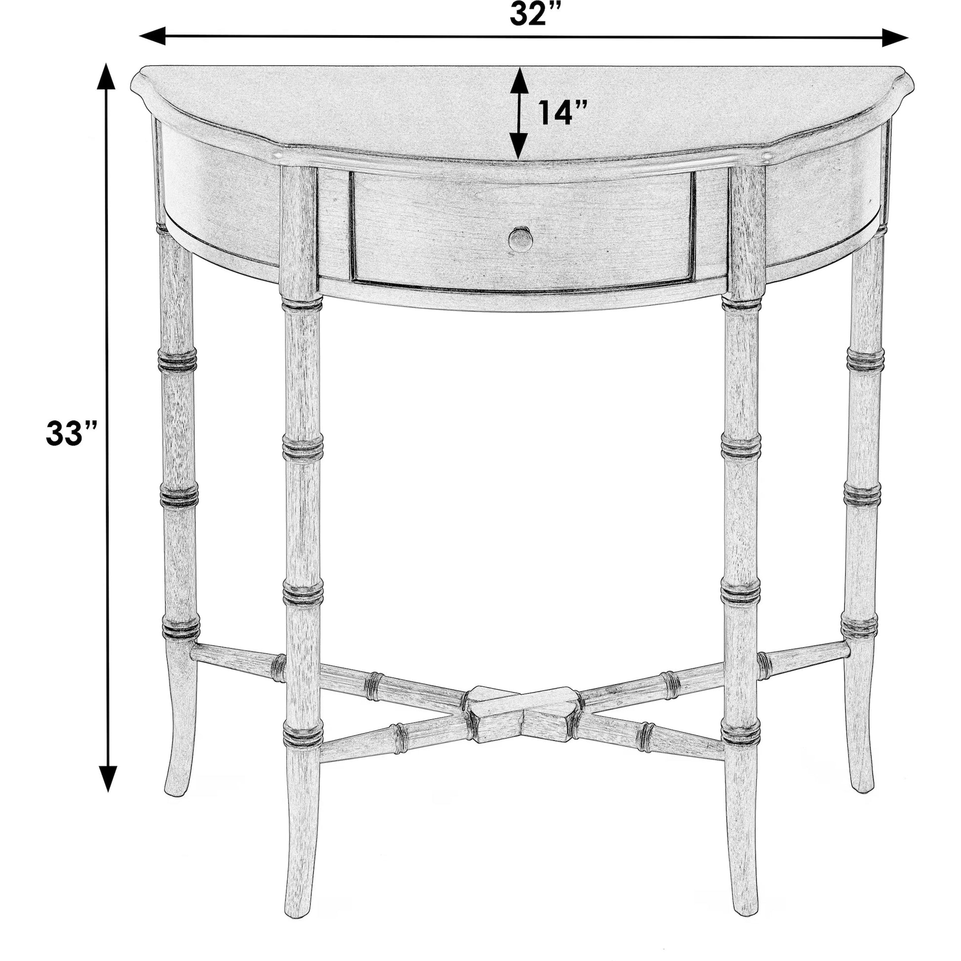 Skilling Demilune Console Table by Butler Specialty Company in olive ash. Made from unique in a traditional style.
