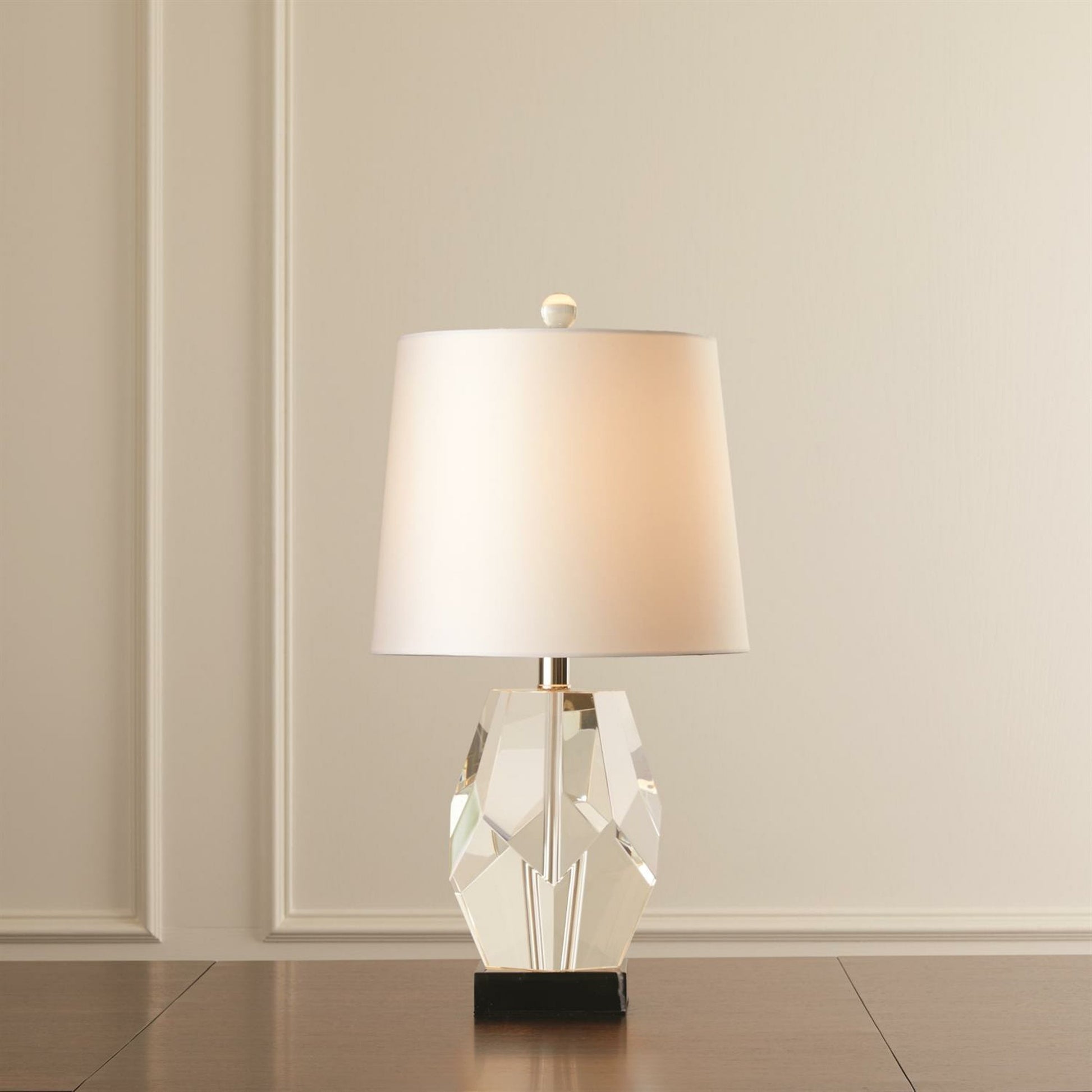 Facet Block Lamp by Global Views in crystal. Made from crystal, marble in a modern style.
