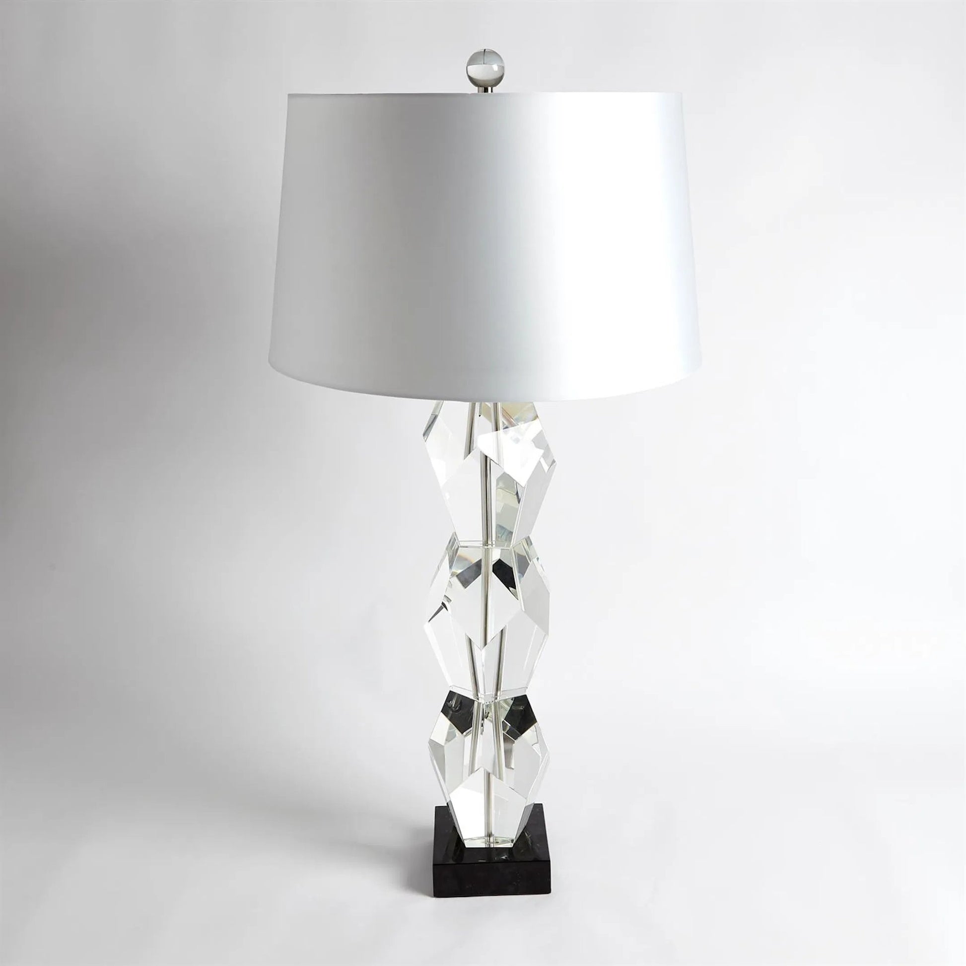 Facet Triple Block Lamp by Global Views in triple. Made from crystal, marble in a transitional style.