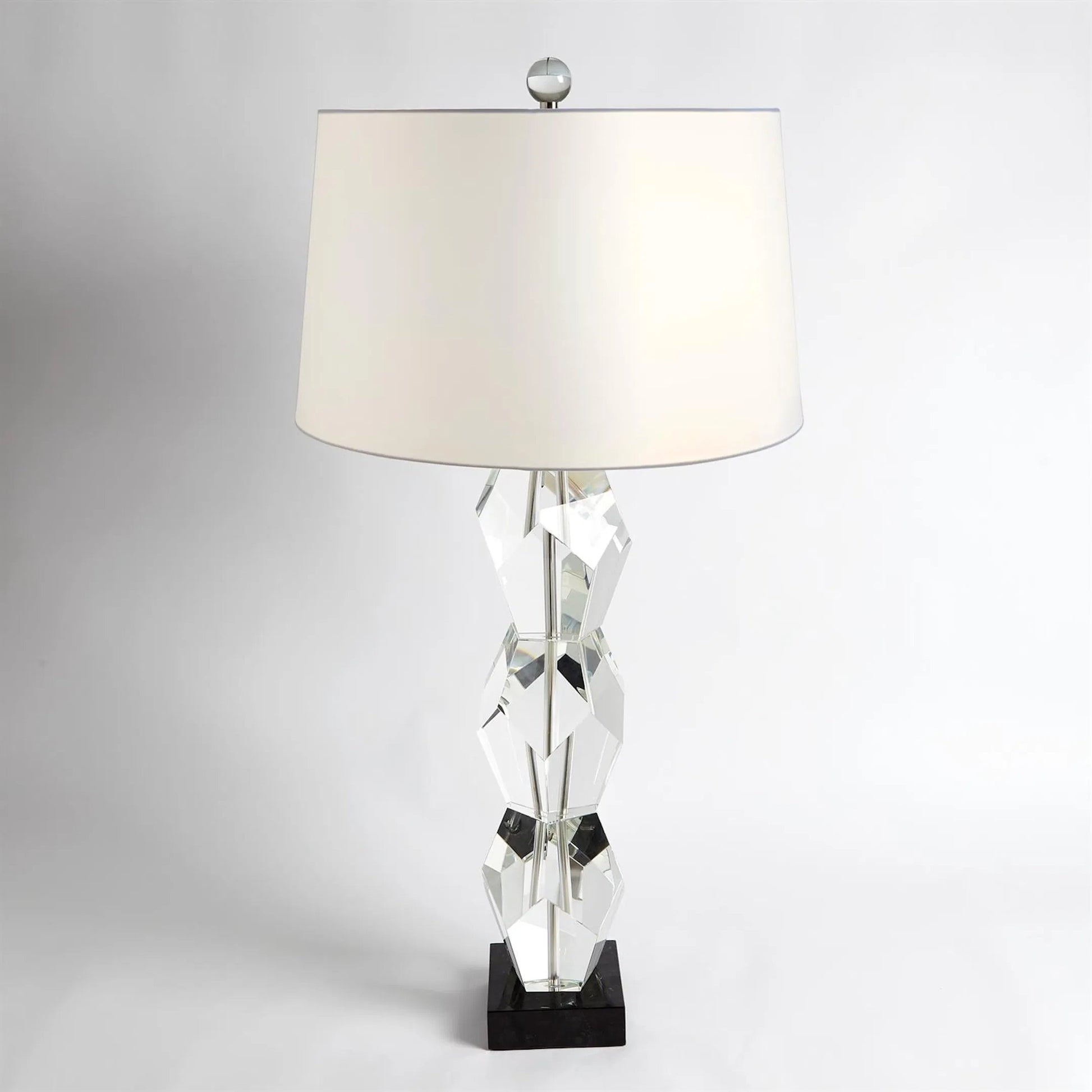 Facet Triple Block Lamp by Global Views in triple. Made from crystal, marble in a transitional style.