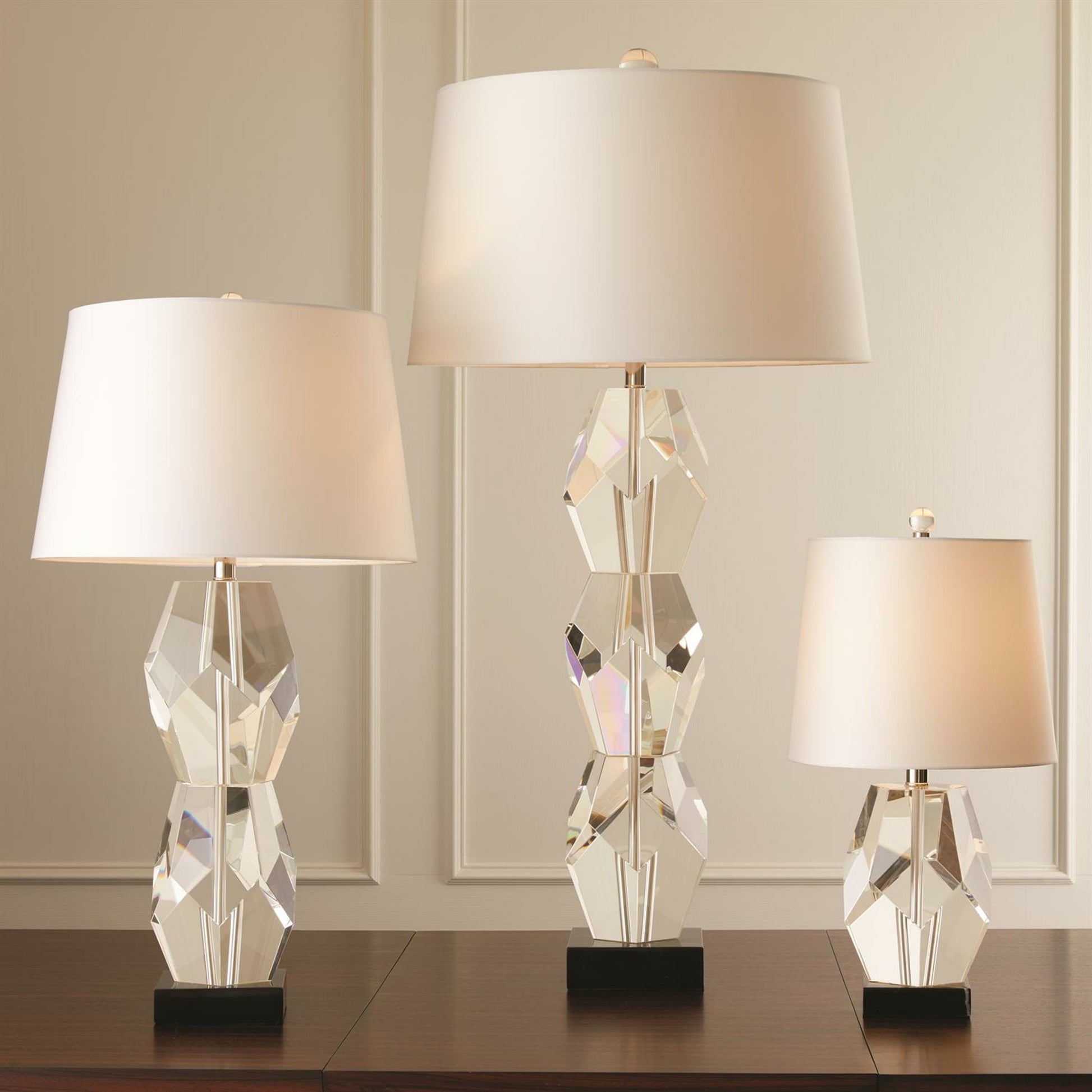 Facet Block Lamp by Global Views in crystal. Made from crystal, marble in a modern style.