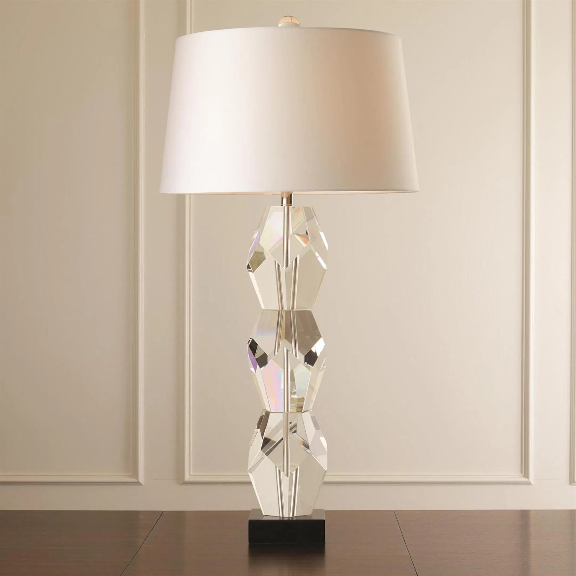 Facet Triple Block Lamp by Global Views in triple. Made from crystal, marble in a transitional style.