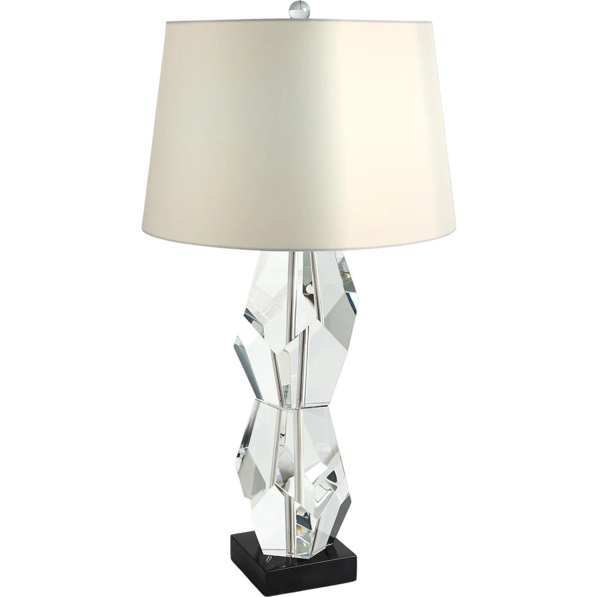 Facet Double Block Lamp by Global Views in double. Made from crystal, marble in a transitional style.