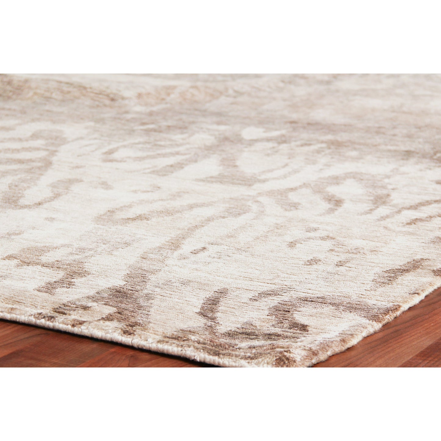017 SI-1827189,SI-1827191,SI-1827192 | Closeup | Antique'd Pattern Silk Rug by Exquisite Rugs. Made from bamboo silk in a unique style.