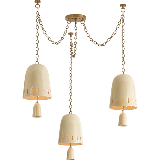 001 SI-2544244 | Primary Silo | Omi Chandelier by Hudson Valley in patina brass, ceramic ivory crackle. Made from ceramic in a unique style.