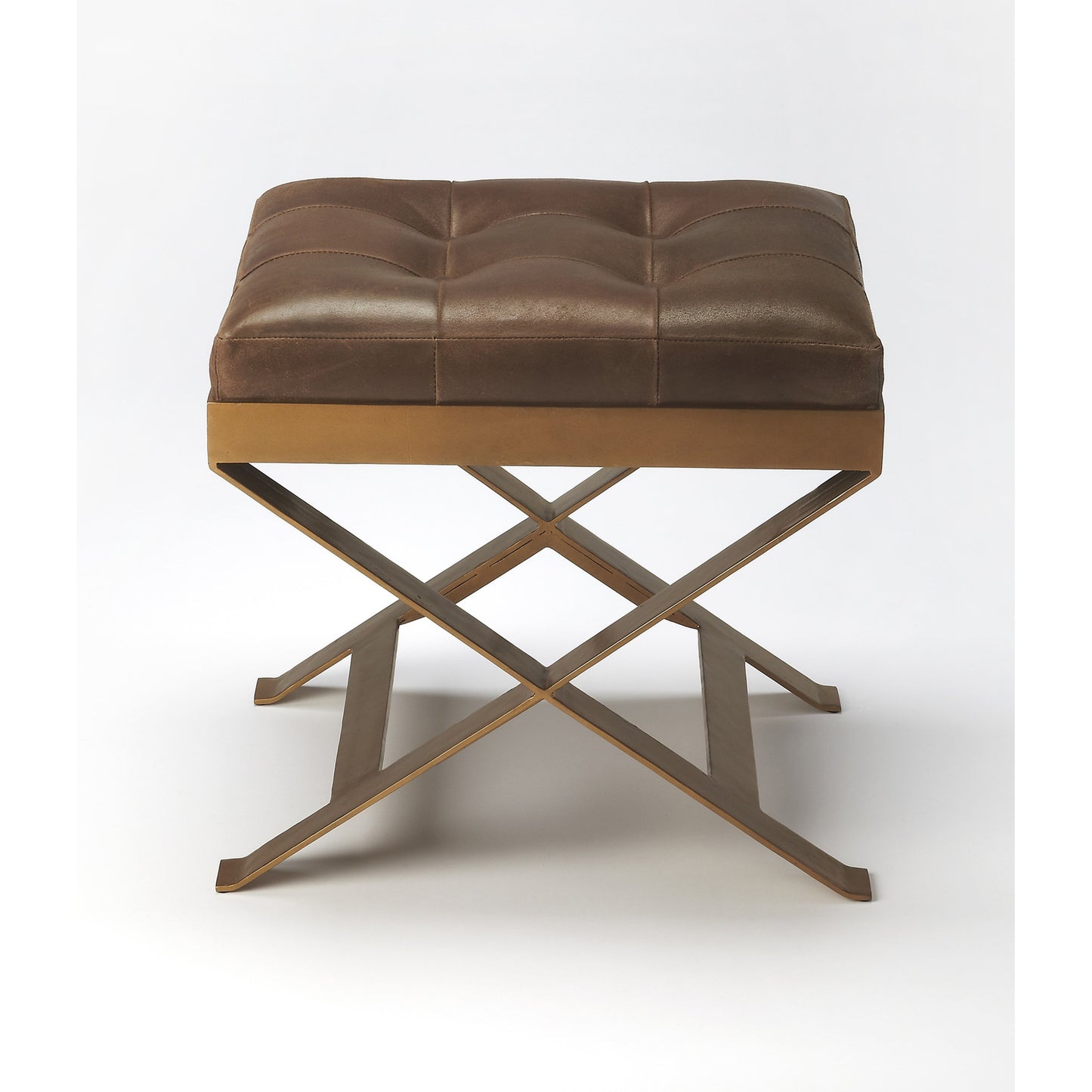 002 O-BUTLER-3644140 | Additional Silo | Rodrigo Stool by Butler Specialty Company in medium brown and butler loft. Made from iron, leather in a modern style.