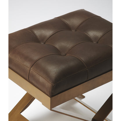 Rodrigo Stool by Butler Specialty Company in medium brown and butler loft. Made from iron, leather in a modern style.