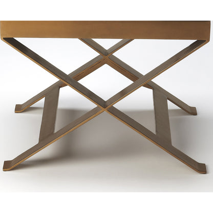 Rodrigo Stool by Butler Specialty Company in medium brown and butler loft. Made from iron, leather in a modern style.