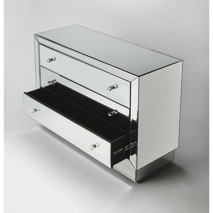 Emma Mirrored Chest by Butler Specialty Company in clear and mirror. Made from mirror, mdf in a transitional style.