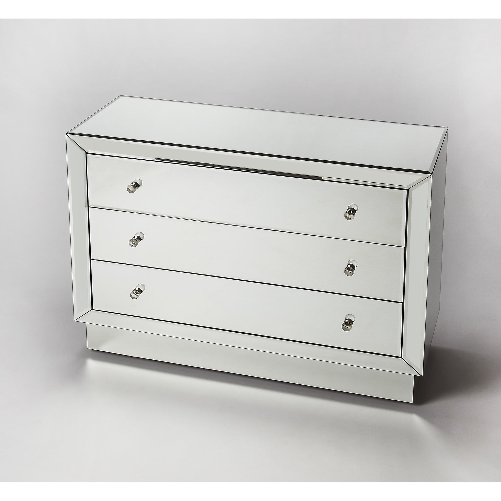 Emma Mirrored Chest by Butler Specialty Company in clear and mirror. Made from mirror, mdf in a transitional style.