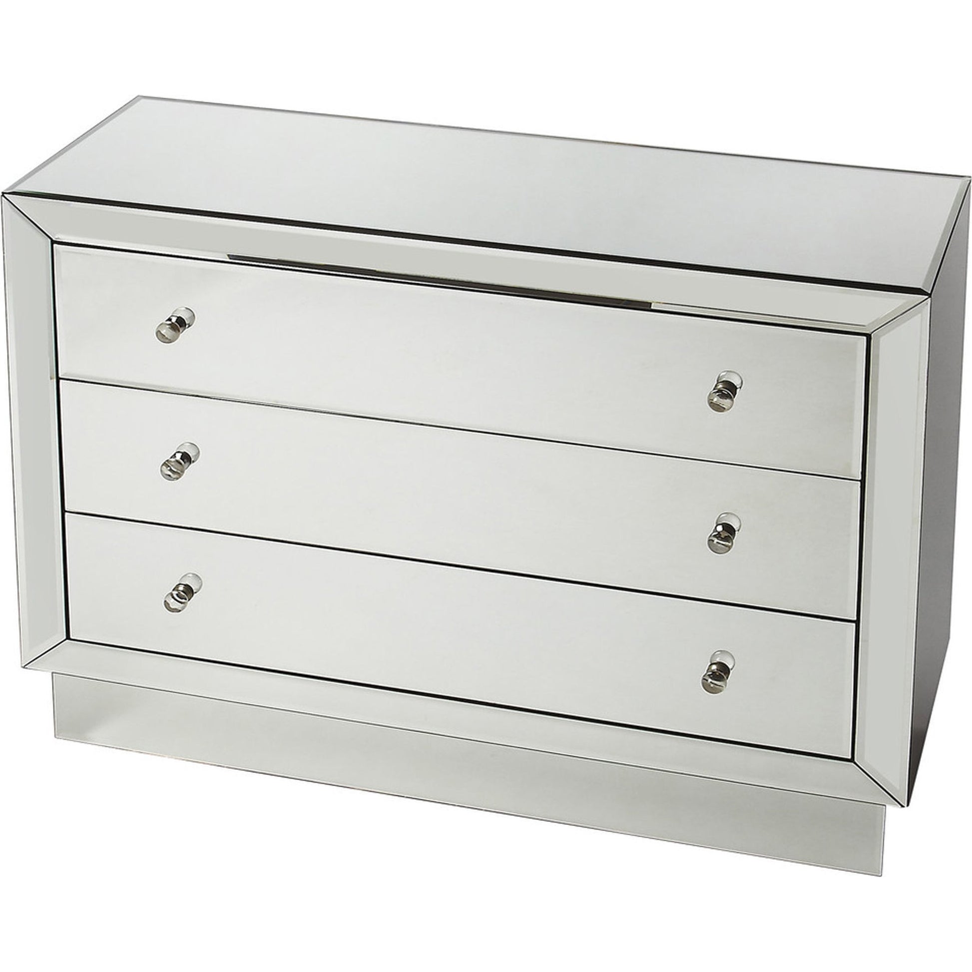 Emma Mirrored Chest by Butler Specialty Company in clear and mirror. Made from mirror, mdf in a transitional style.
