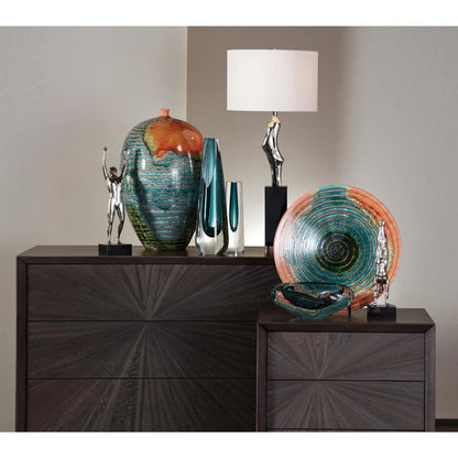 Triangle Cut Glass Vase by Global Views. Made from art glass in a modern style.