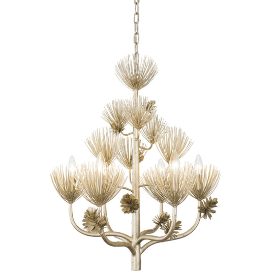 Pinion Chandelier by Varaluz in zen gold. Made from unique in a modern style.
