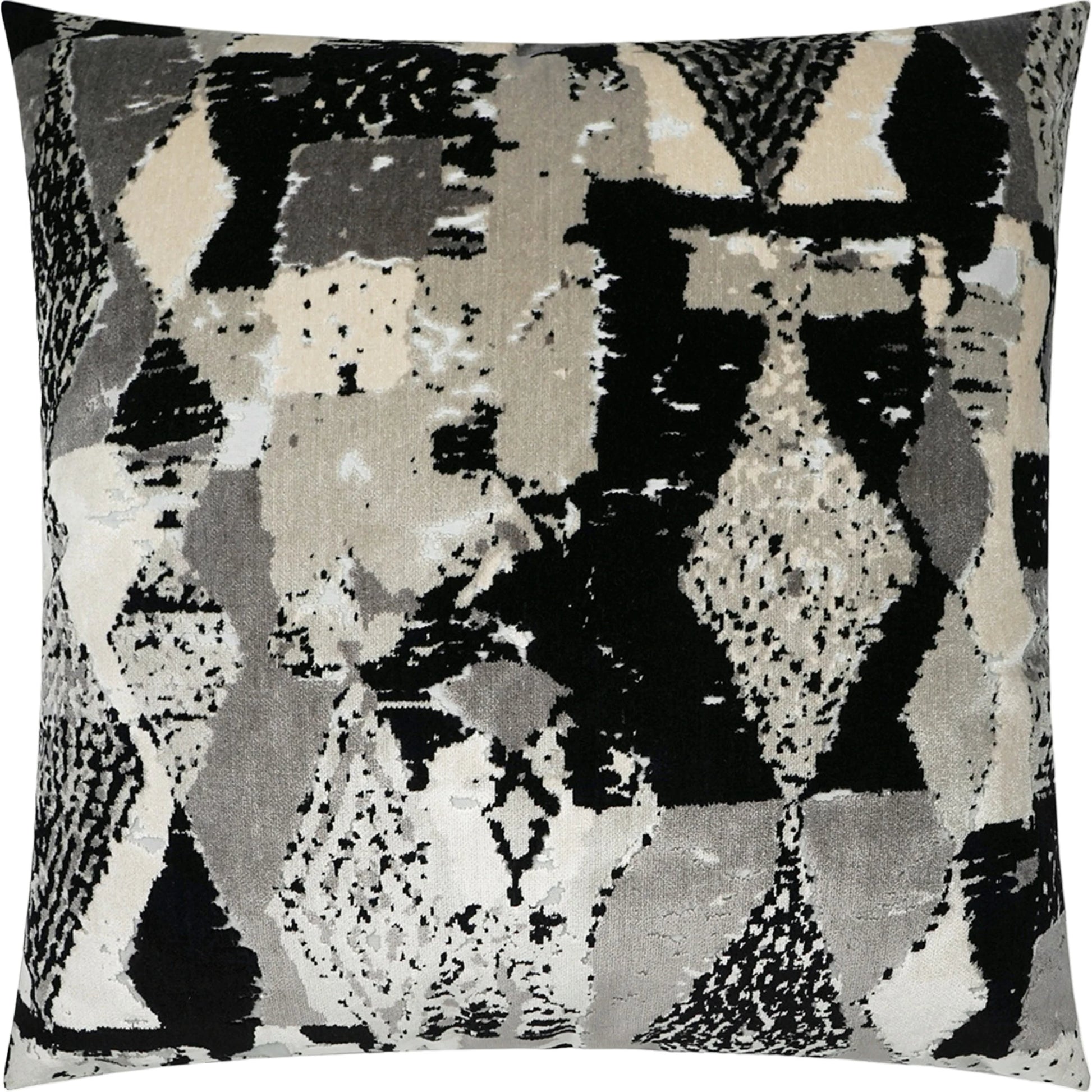 Fez Pillow by DV Kap Home in black, grey, ivory. Made from 39% polyester, 61% rayon in a modern style.