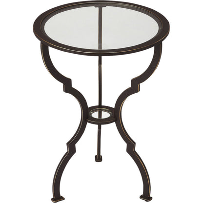 Yvonne Metal End Table by Butler Specialty Company in black and metalworks. Made from iron, glass in a modern style.