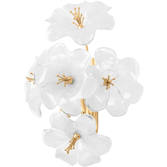 Hygea Wall Sconce by Corbett in gold leaf. Made from iron in a unique style.