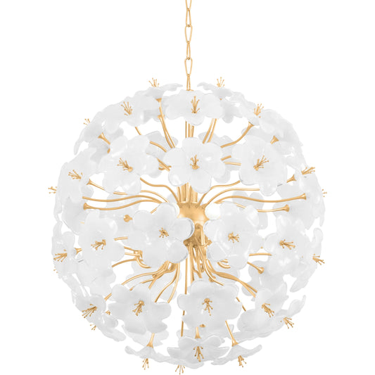 Hygea Chandelier by Corbett in gold leaf. Made from iron in a unique style.