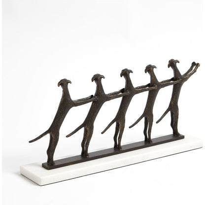Golden Conga Line by Global Views. Made from cast brass, white marble in a eclectic & global style.