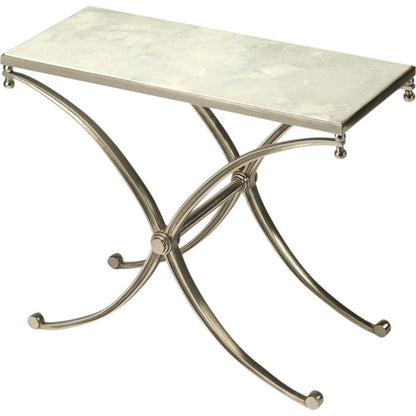 Duvall Marble End Table by Butler Specialty Company in silver and modern expressions. Made from aluminium, iron, white marble in a modern style.