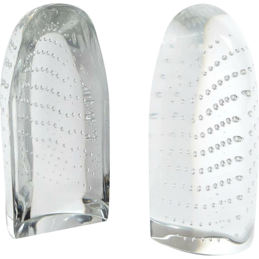 Iceberg Bookends by Global Views. Made from art glass in a modern style.