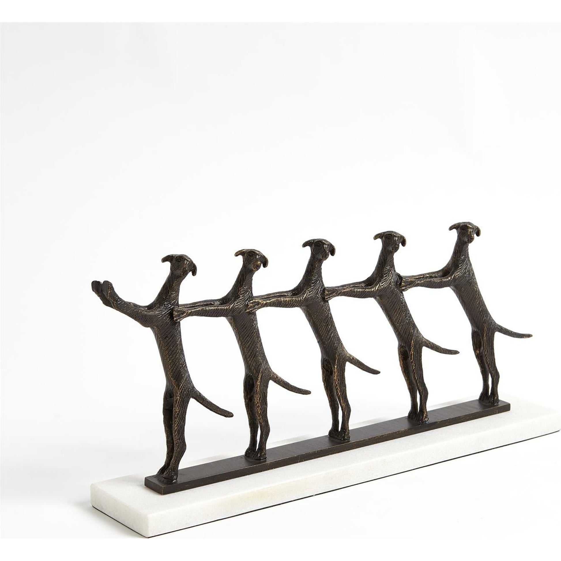Golden Conga Line by Global Views. Made from cast brass, white marble in a eclectic & global style.