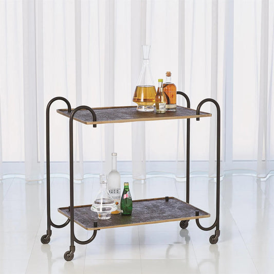 Blade Bar Cart by Global Views in bronze. Made from iron, aluminum in a modern style.