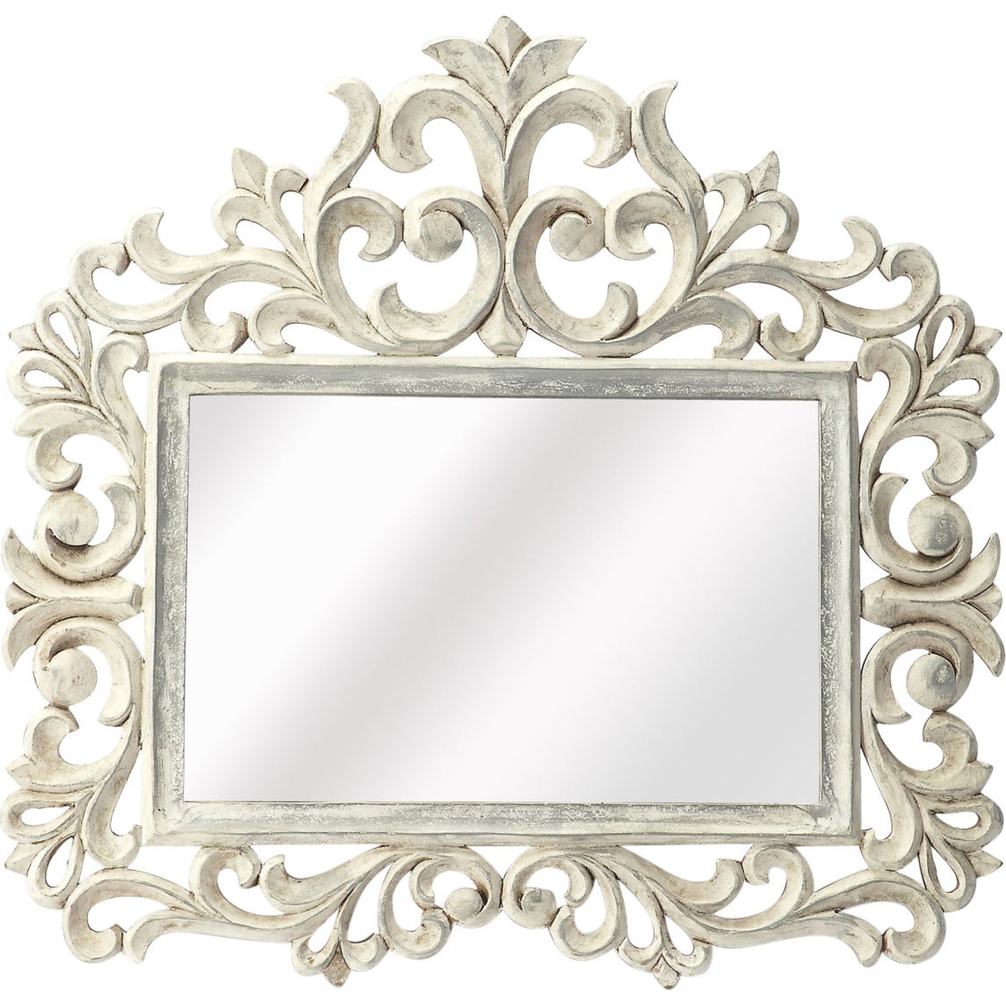 001 O-BUTLER-3681290 | Additional Silo | Favart Carved Wall Mirror by Butler Specialty Company in white and artifacts. Made from mdf, mirrored glass in a traditional style.