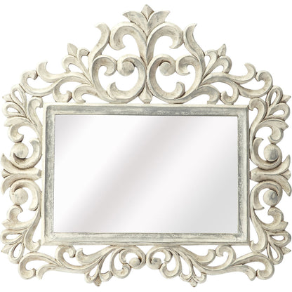 Favart Carved Wall Mirror by Butler Specialty Company in white and artifacts. Made from mdf, mirrored glass in a traditional style.