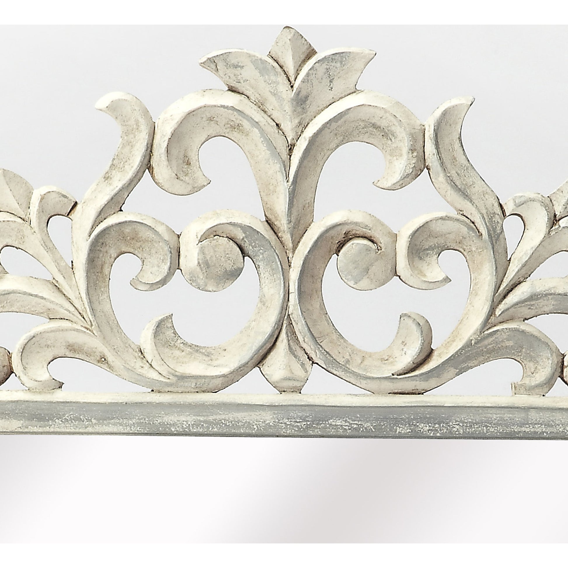 Favart Carved Wall Mirror by Butler Specialty Company in white and artifacts. Made from mdf, mirrored glass in a traditional style.
