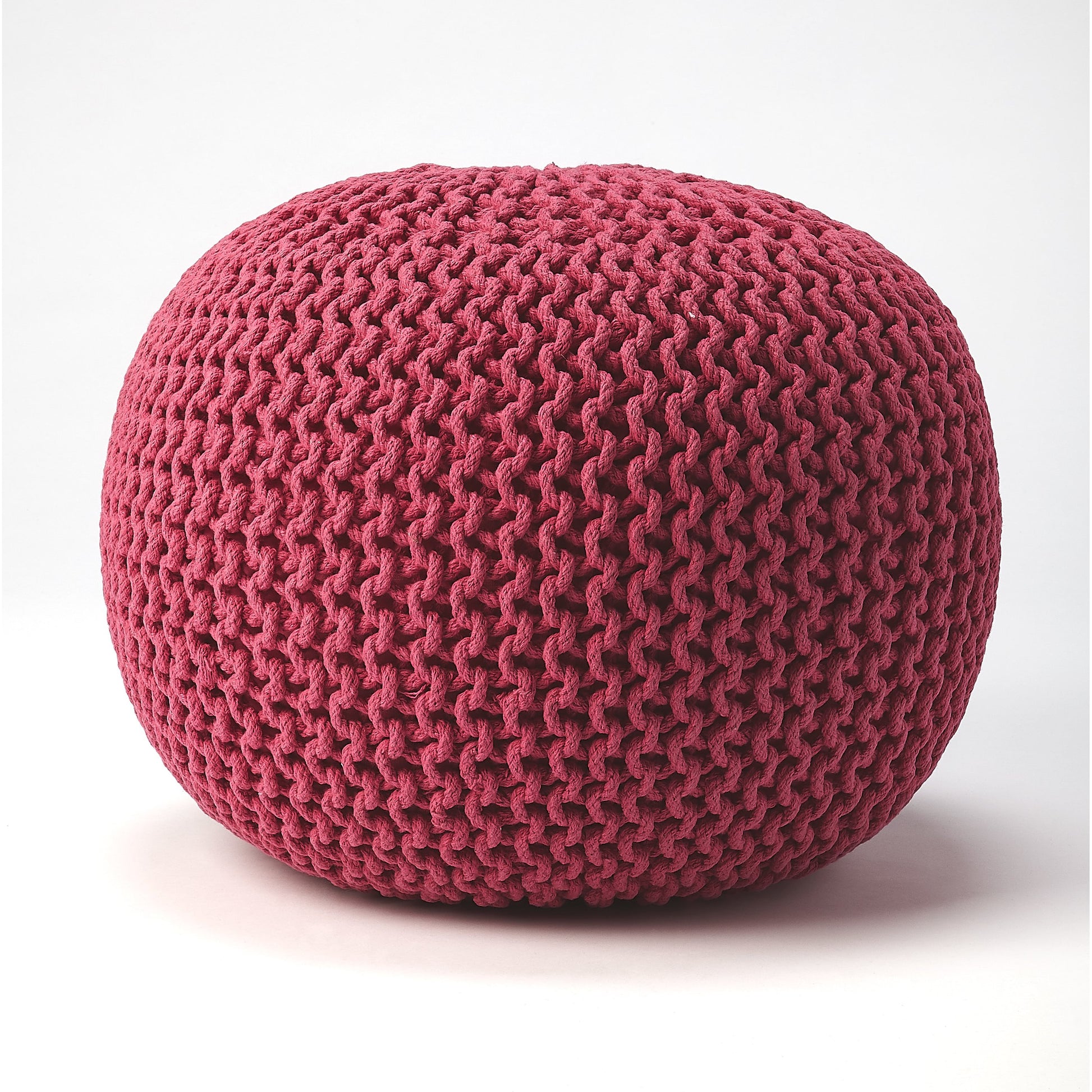 Pincushion Woven Pouf by Butler Specialty Company. Made from fabric: jute, fill: thermocol beans in a coastal style.
