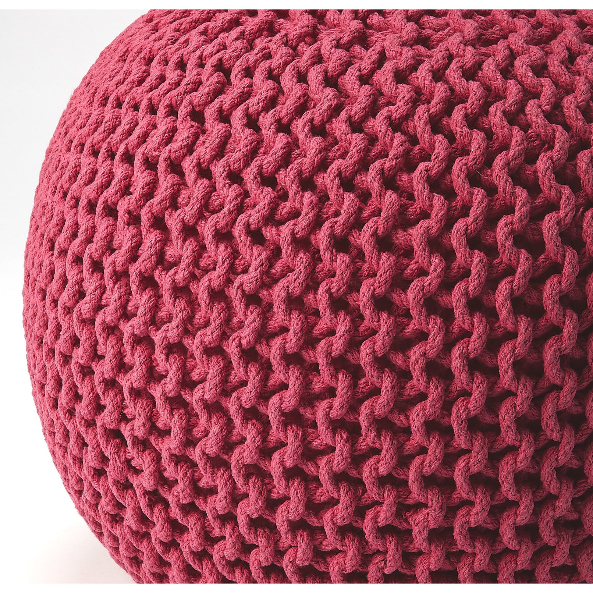 Pincushion Woven Pouf by Butler Specialty Company. Made from fabric: jute, fill: thermocol beans in a coastal style.