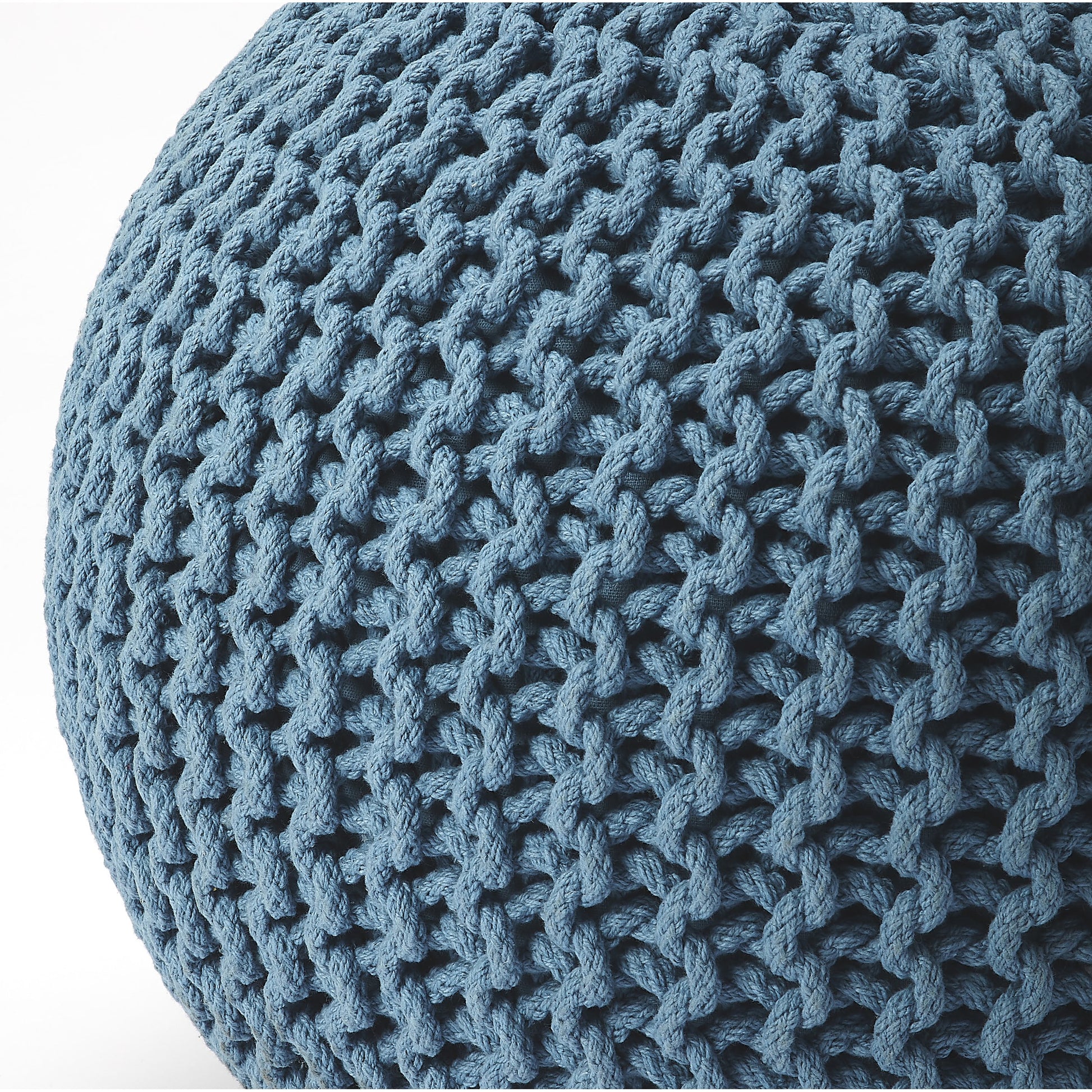 Pincushion Woven Pouf by Butler Specialty Company. Made from fabric: jute, fill: thermocol beans in a coastal style.