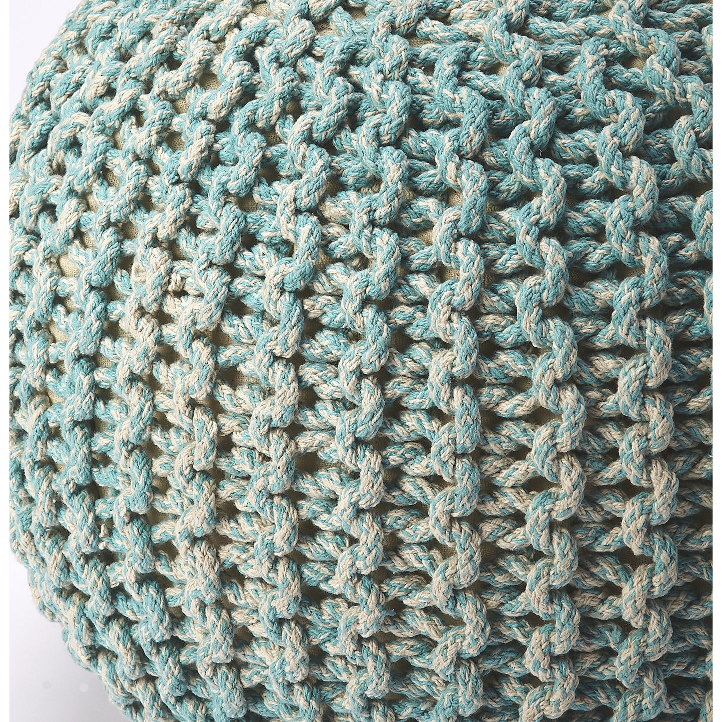 006 S-346350 | Additional Silo | Pincushion Woven Pouf by Butler Specialty Company. Made from fabric: jute, fill: thermocol beans in a coastal style.