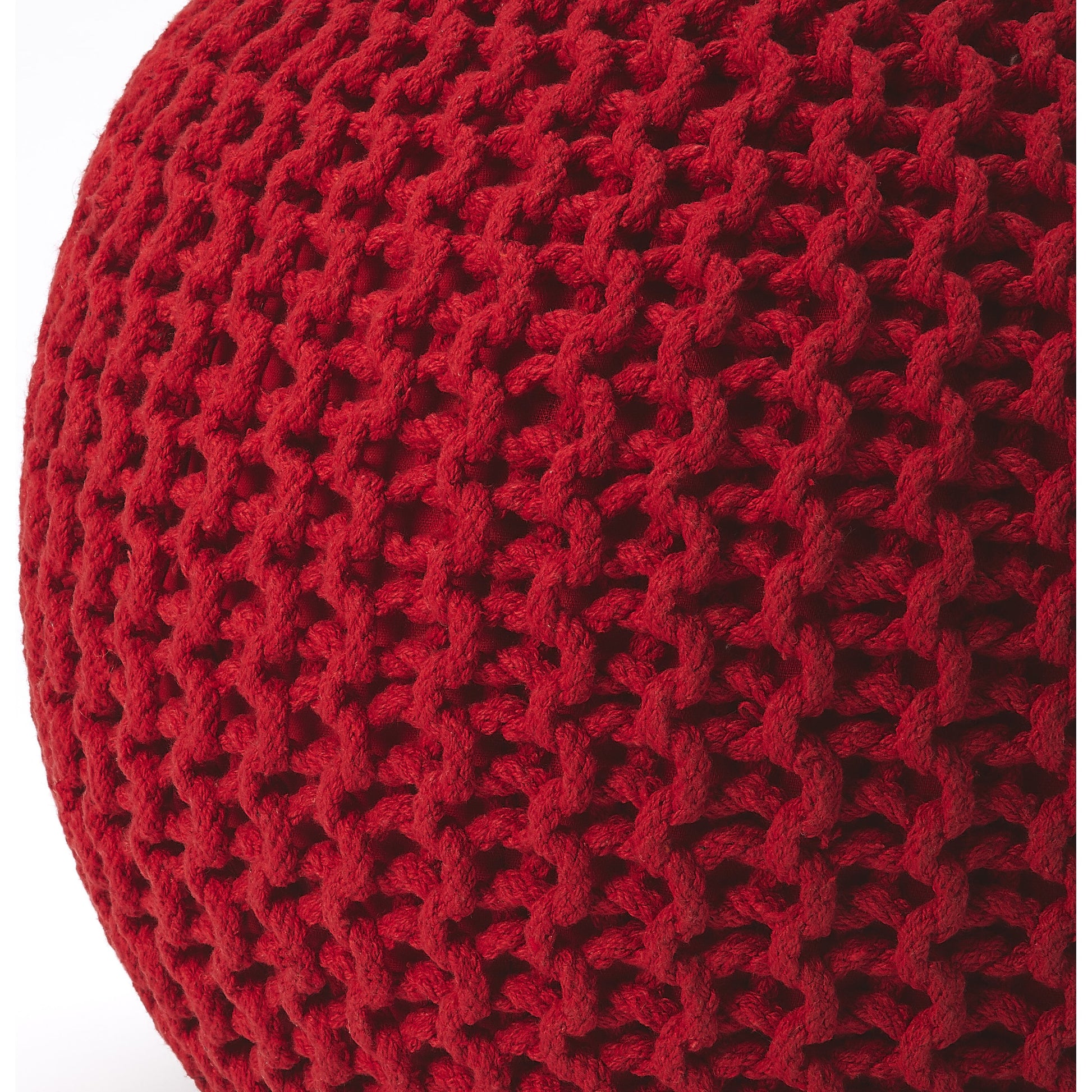 Pincushion Woven Pouf by Butler Specialty Company. Made from fabric: jute, fill: thermocol beans in a coastal style.