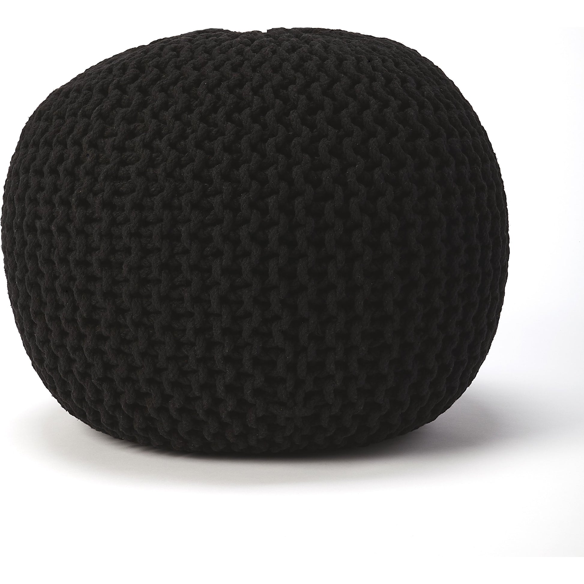 Pincushion Woven Pouf by Butler Specialty Company. Made from fabric: jute, fill: thermocol beans in a coastal style.