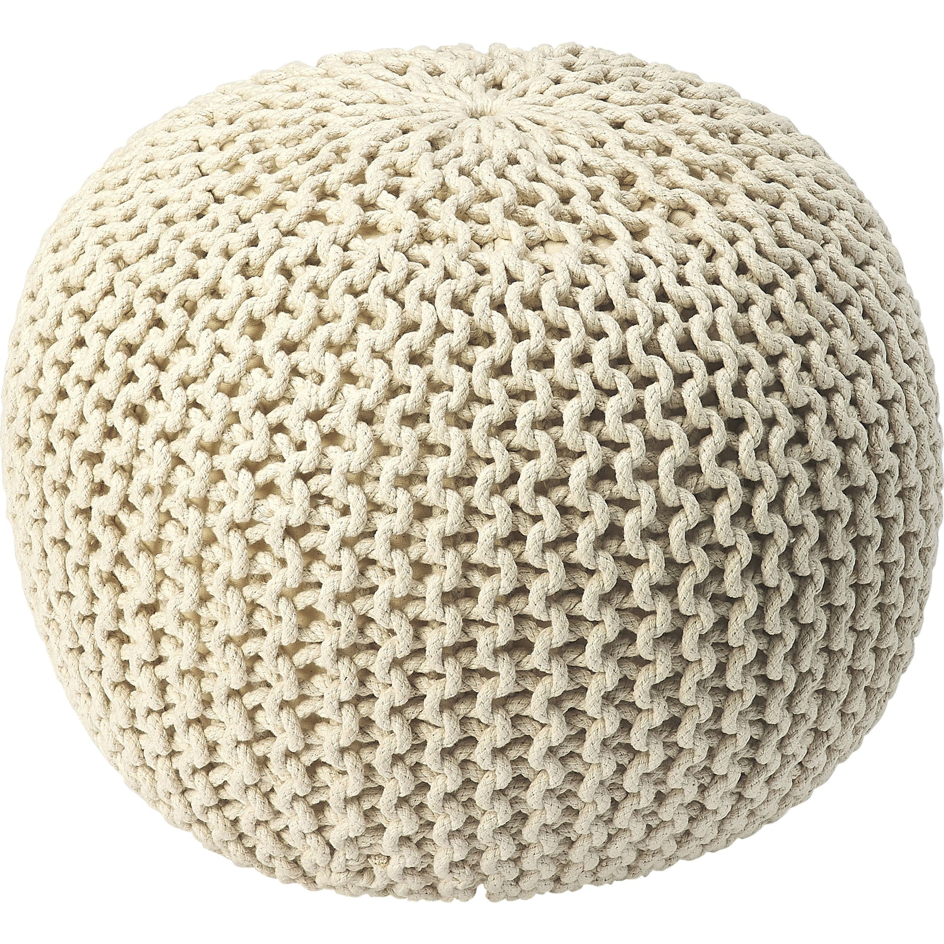 Pincushion Woven Pouf by Butler Specialty Company. Made from fabric: jute, fill: thermocol beans in a coastal style.