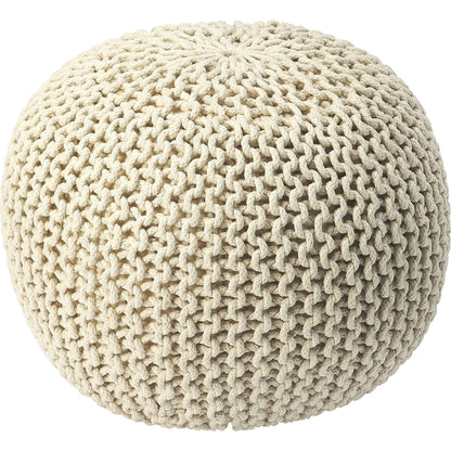 Pincushion Woven Pouf by Butler Specialty Company. Made from fabric: jute, fill: thermocol beans in a coastal style.