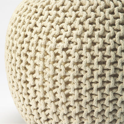 Pincushion Woven Pouf by Butler Specialty Company. Made from fabric: jute, fill: thermocol beans in a coastal style.