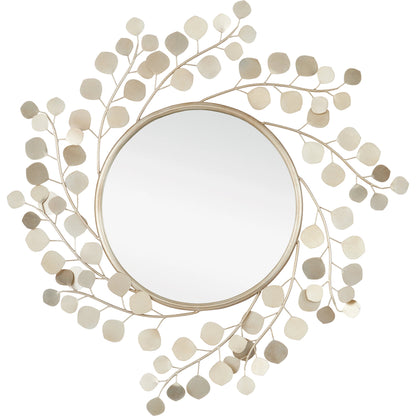 Lunaria Mirror by Currey and Company in contemporary silver leaf, mirror. Made from wrought iron, glass in a modern style.