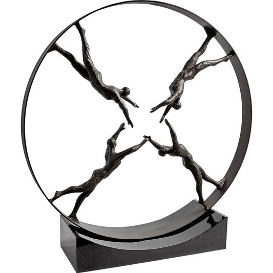 Reaching for Center Sculpture by Global Views. Made from iron, granite in a eclectic & global style.