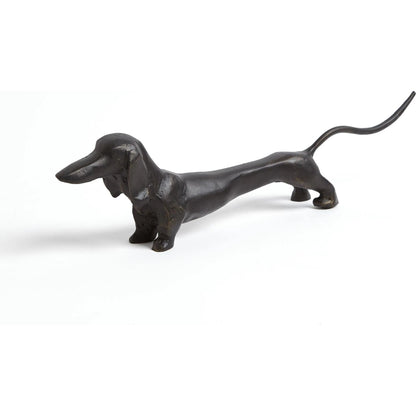 Dachshund Hound Sculpture by Global Views in bronze. Made from cast iron in a eclectic & global style.
