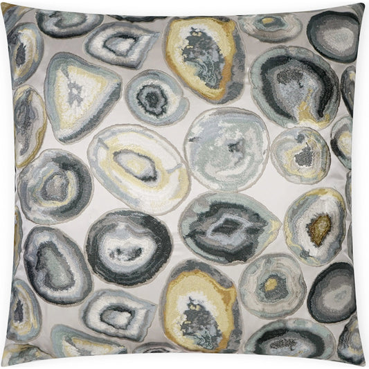 Cali Pillow by DV Kap Home in mist, yellow, grey. Made from 35% polyester, 65% cotton in a modern style.