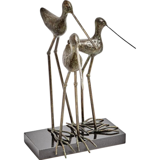 Sandhill Cranes by Global Views in verdi. Made from iron, granite in a coastal style.