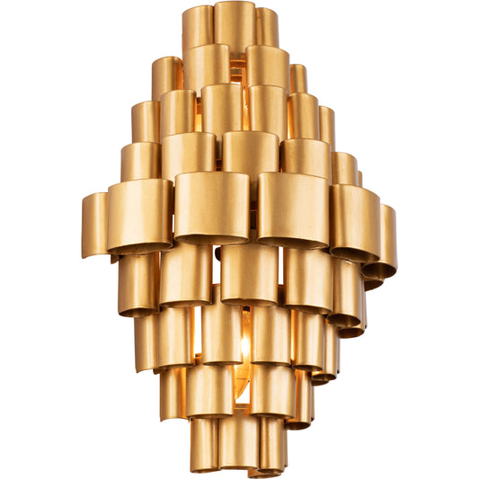 Totally Tubular Sconce by Varaluz in antique gold/carbon black. Made from unique in a modern style.
