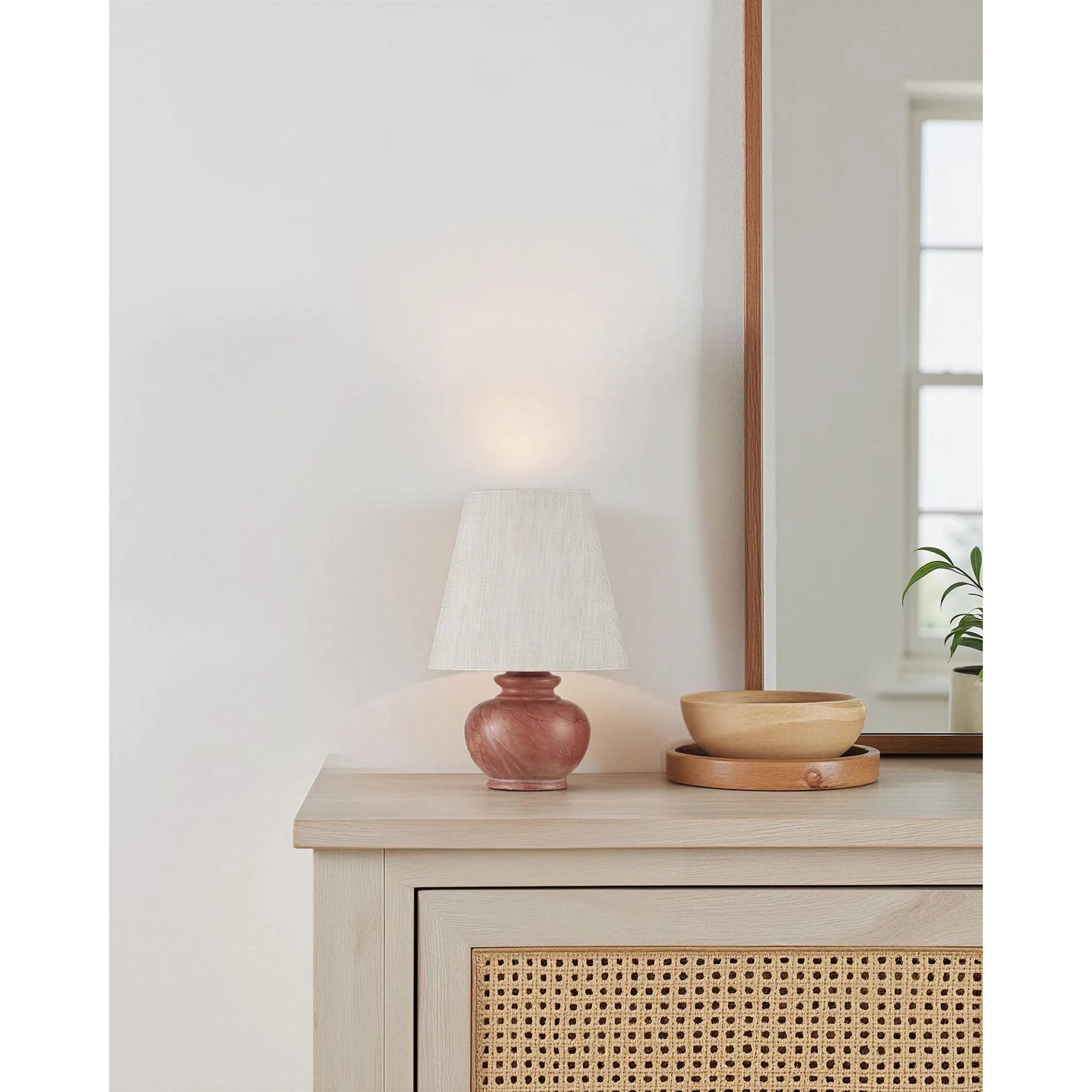 Piccolo Pink Mini Table Lamp by Currey and Company in natural rose. Made from rosa cappuccino marble in a eclectic & global style.