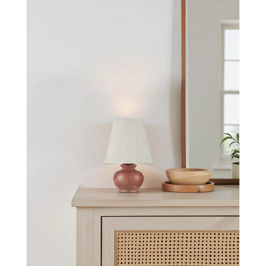 Piccolo Pink Mini Table Lamp by Currey and Company in natural rose. Made from rosa cappuccino marble in a eclectic & global style.